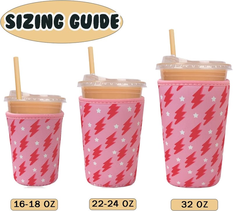 Haevola Reusable Insulated Neoprene Iced Coffee Cup Sleeve, Durable Drink Sleeve for Cold Beverages, Beverage Holder for Iced Coffee, Pink Flash - Image 5